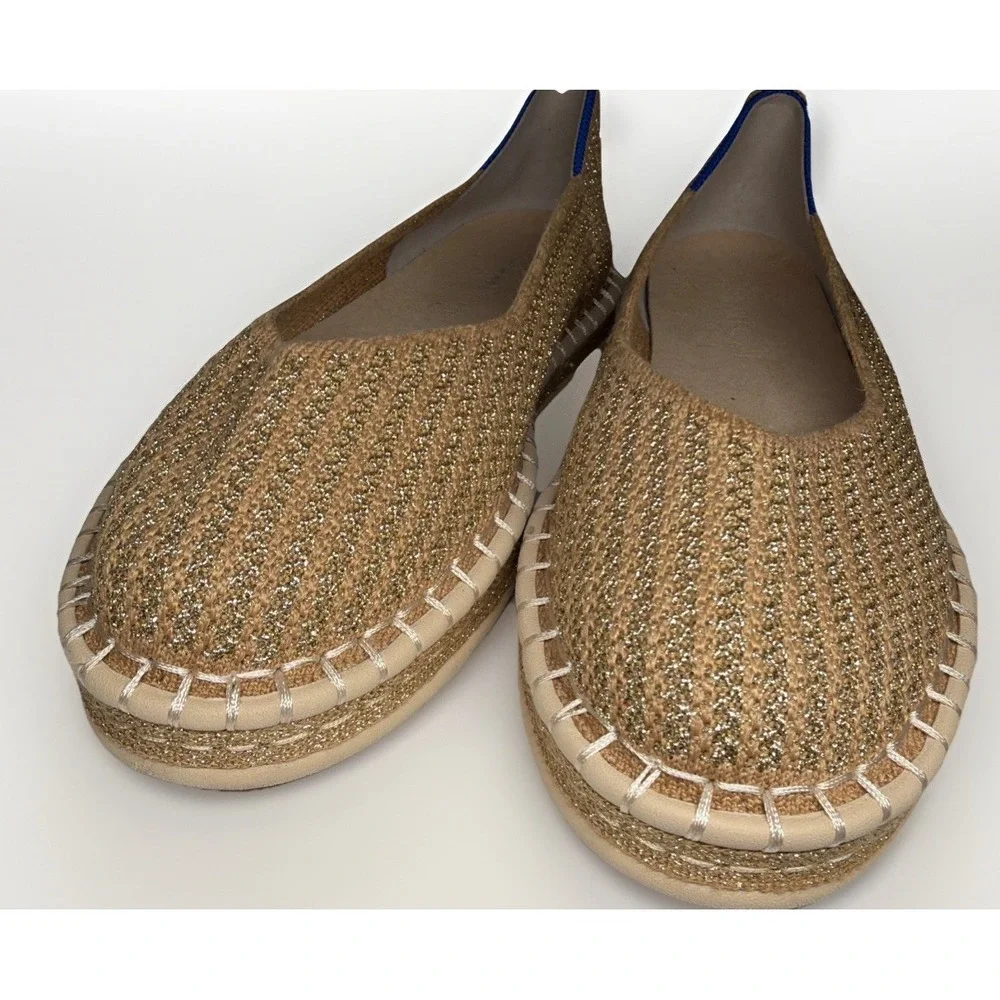 Rothy's Espadrille in Gold Stripe Women's Size 6 Lk Nw RARE FIND